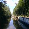 Visitor moorings in a shady cutting by Nick Atty – 16 July 2002